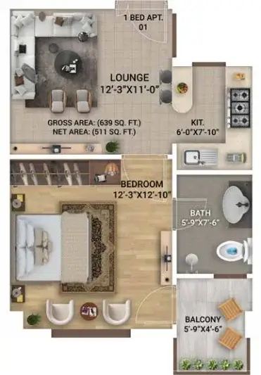 Summit Heights Lahore | Luxury Apartments & Shops 2026 2 Summit Heights One Bedroom Floor Plan